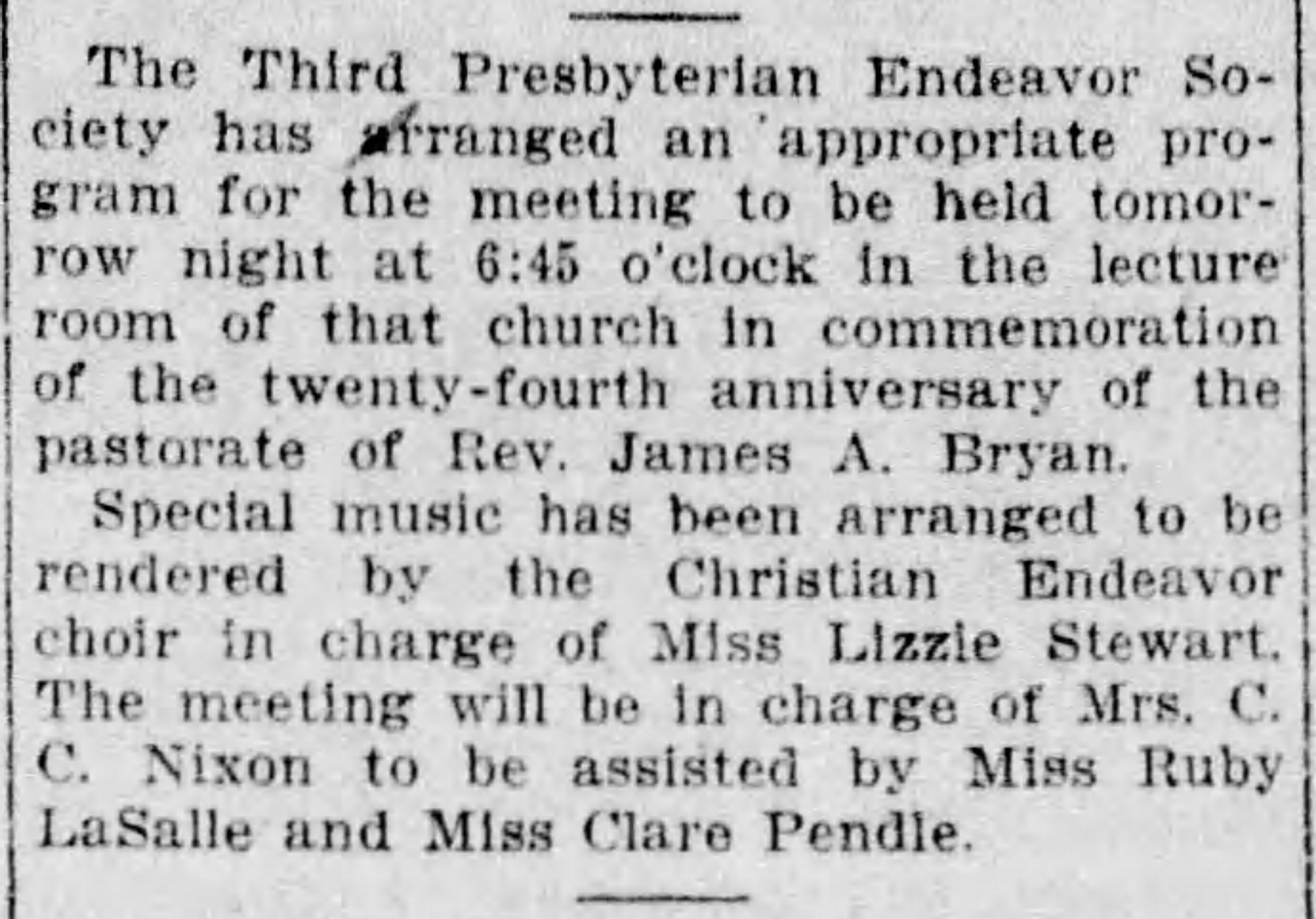 Christian Endeavor Celebrates Bryan's 24th Year